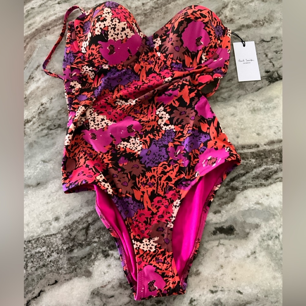 NEW PAUL SMITH Ladies Pink Floral One Piece Small Swimsuit - Picture 2 of 8